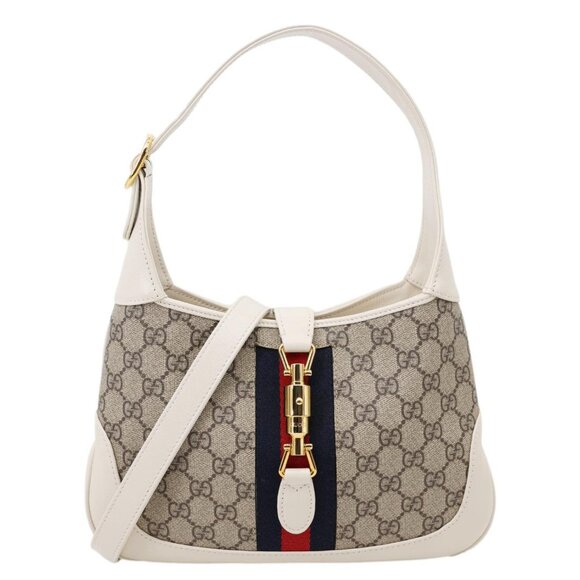 Gucci  Jackie 1961 Medium GG Supreme Canvas Hobo Bag White 636706 - Picture 1 of 9